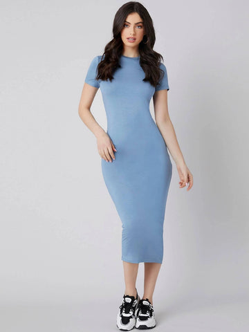 Mulvari Solid Bodycon Dress shein