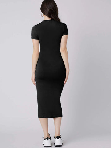 Mulvari Solid Bodycon Dress shein