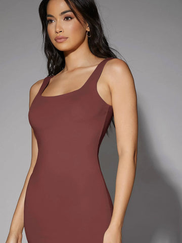 BAE Low Back Solid Tank Dress Tube Dress shein