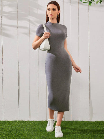 Mulvari Solid Bodycon Dress shein