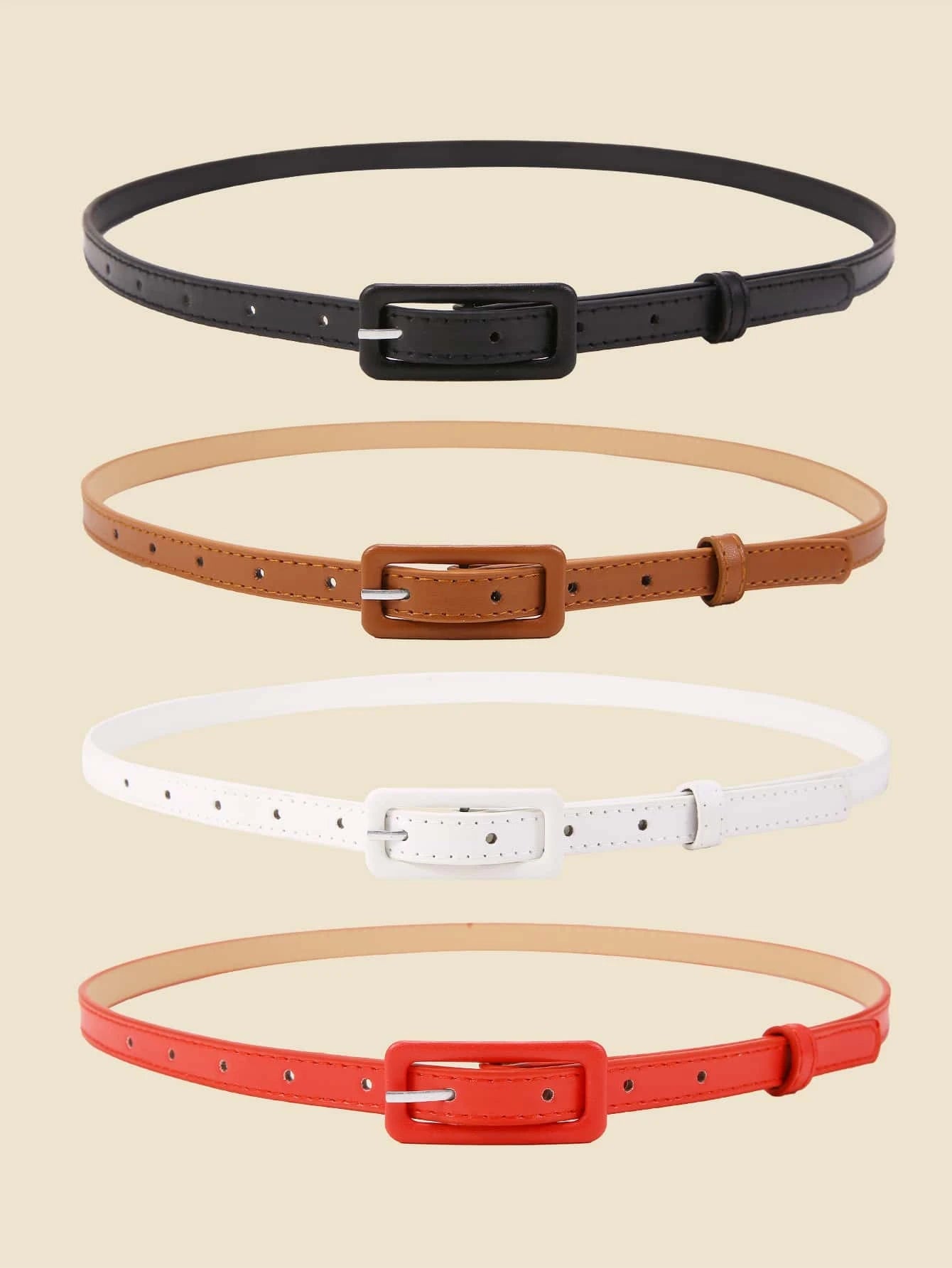 Stylish Boho 135CM 4pcs Plus Skinny Metal Buckle Belt for Coats and Dresses shein