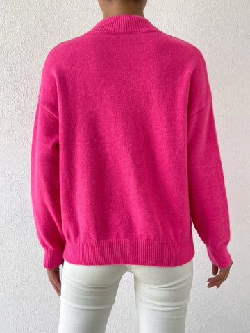 Essnce Mock Neck Drop Shoulder Sweater shein