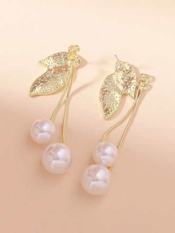 Faux Pearl Decor Earring Jackets shein