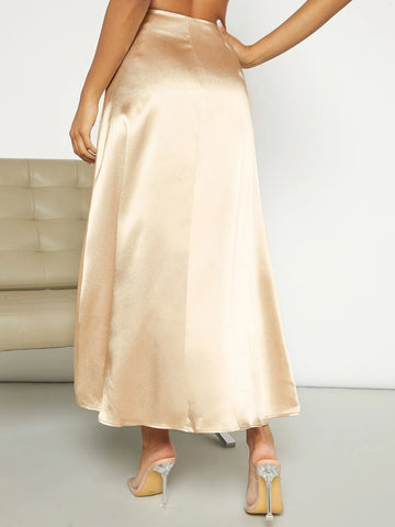 Privé High Waist Satin Skirt shein