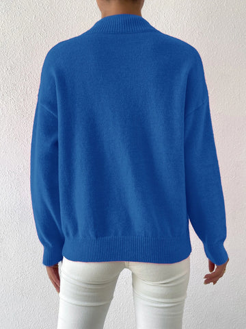 Essnce Mock Neck Drop Shoulder Sweater shein