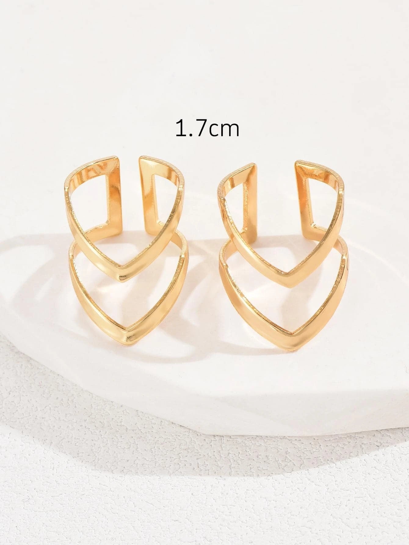 2pcs/set Simple Double Layered Letter V Shaped Open Ring For Women shein