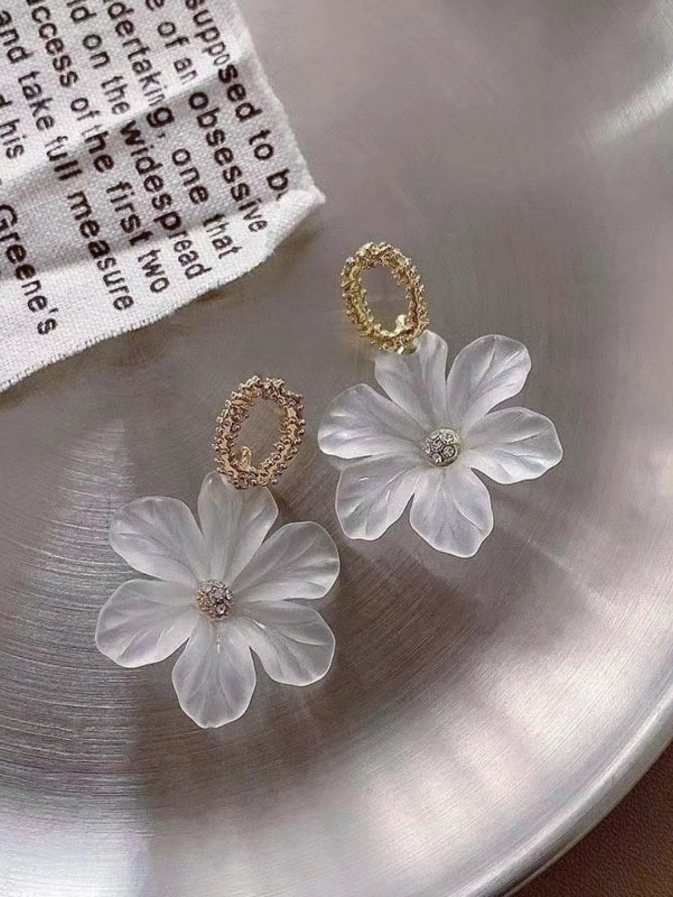 Forest Style Flower Drop Earrings Resin Floral Ear Jewelry For Women shein