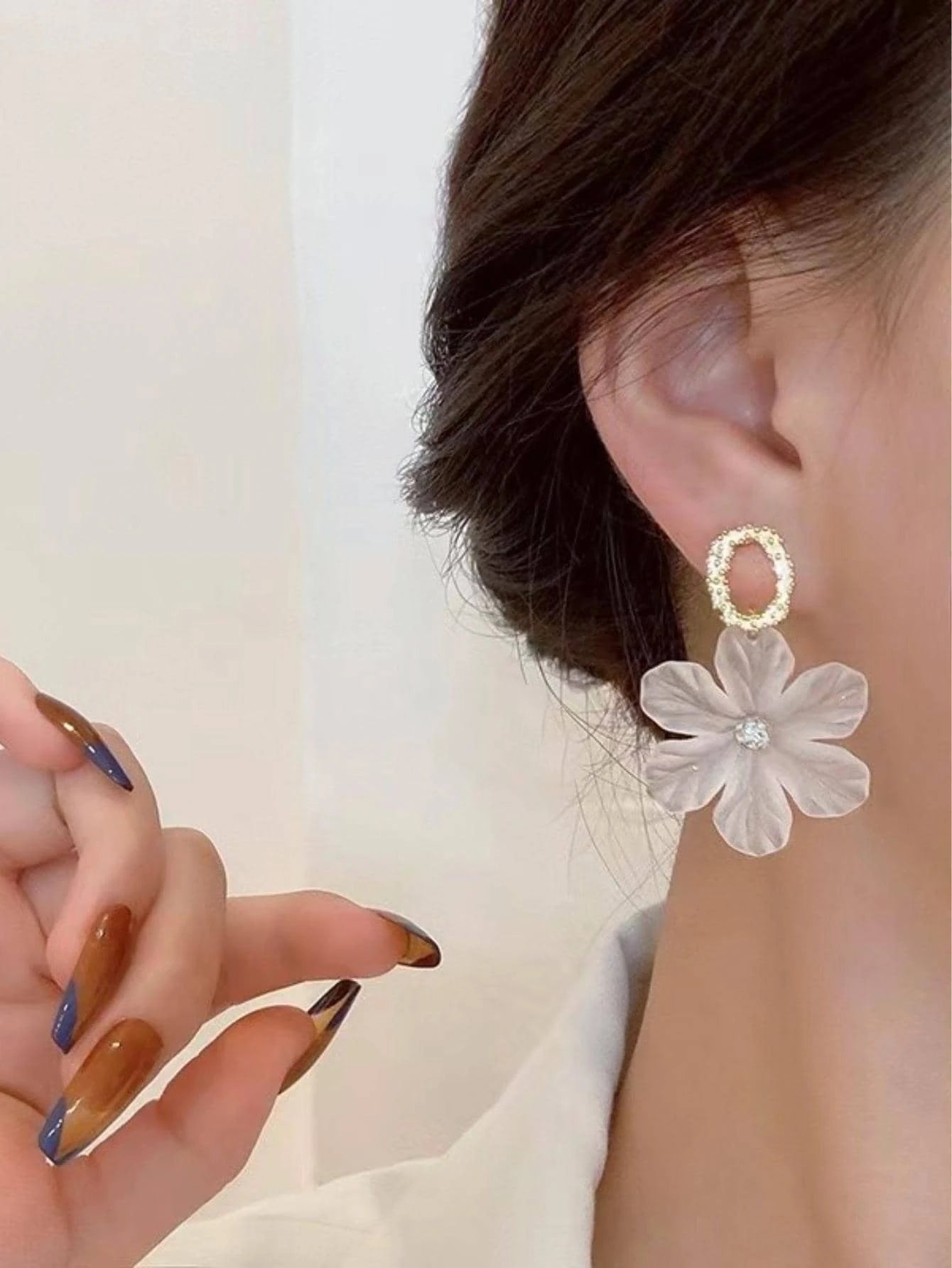 Forest Style Flower Drop Earrings Resin Floral Ear Jewelry For Women shein