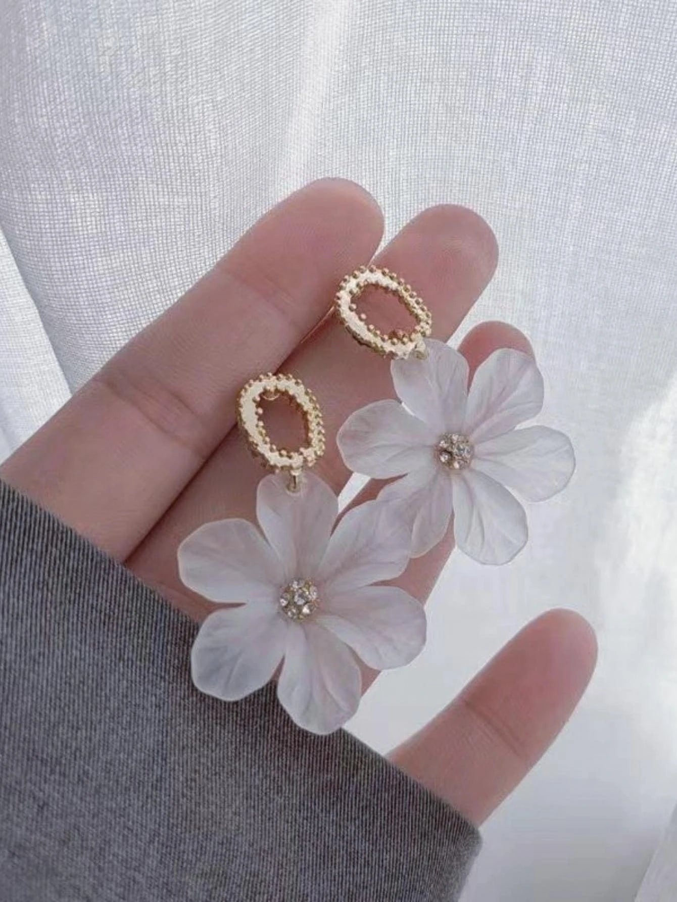 Forest Style Flower Drop Earrings Resin Floral Ear Jewelry For Women shein