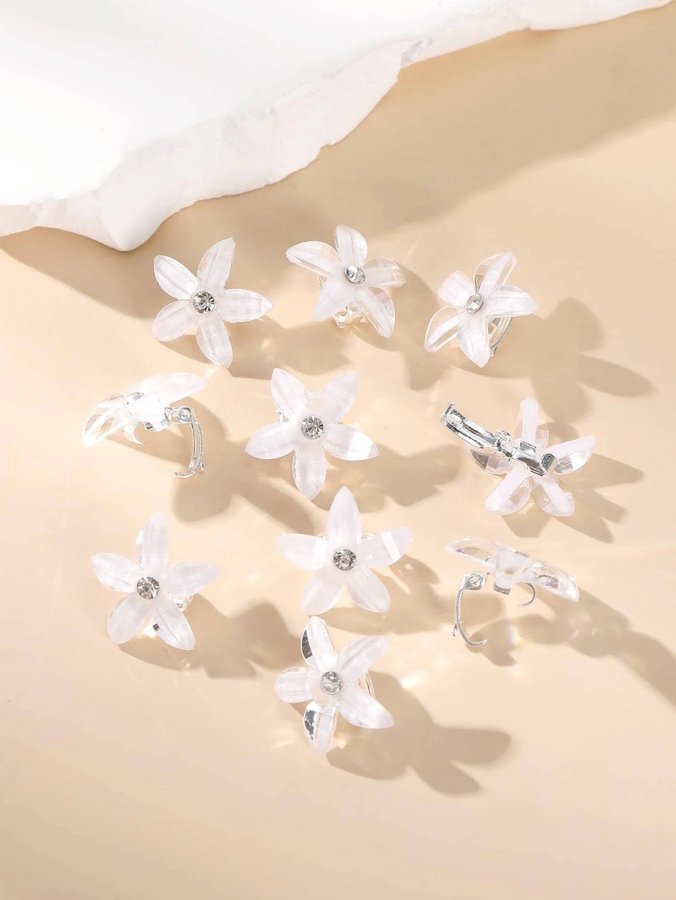 10pcs Flower Decor Hair Ring Elegant shein