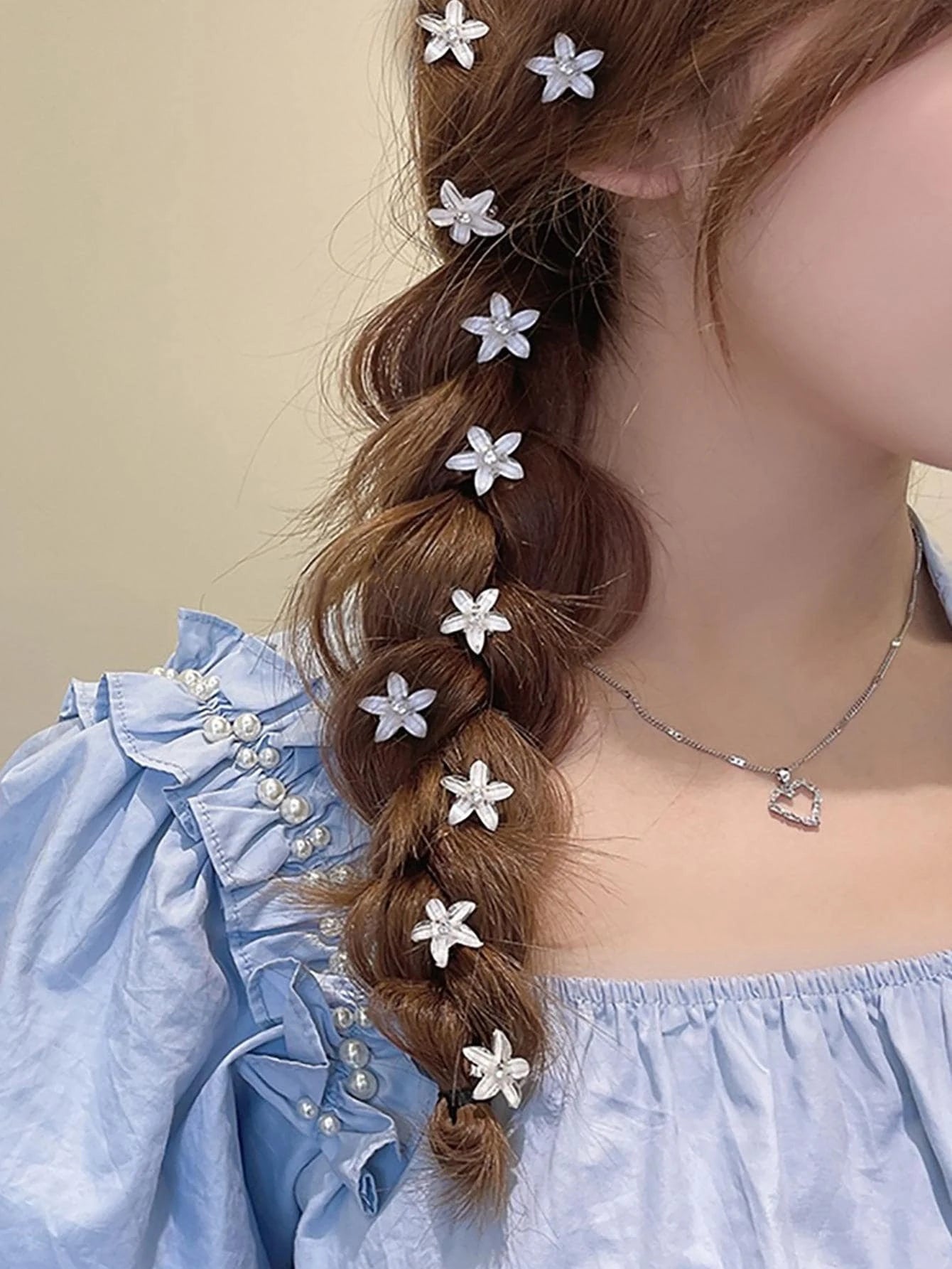 10pcs Flower Decor Hair Ring Elegant shein