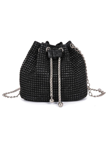 Glitter Bling,Shiny Glamorous,Elegant,Exquisite New Arrival Fashion Mini Metal Chain Rhinestone Decorated Evening Bag shein