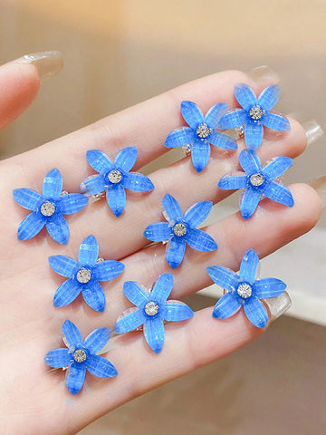 10pcs Flower Decor Hair Ring Elegant shein