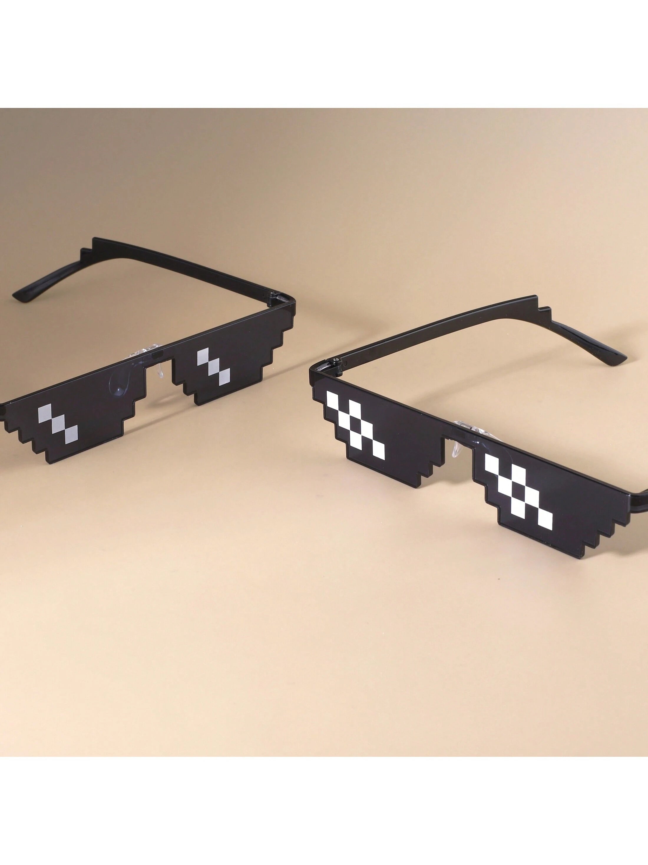 2 Pairs/Set Mosaic Single & Double Row Decorative Fashion Glasses shein