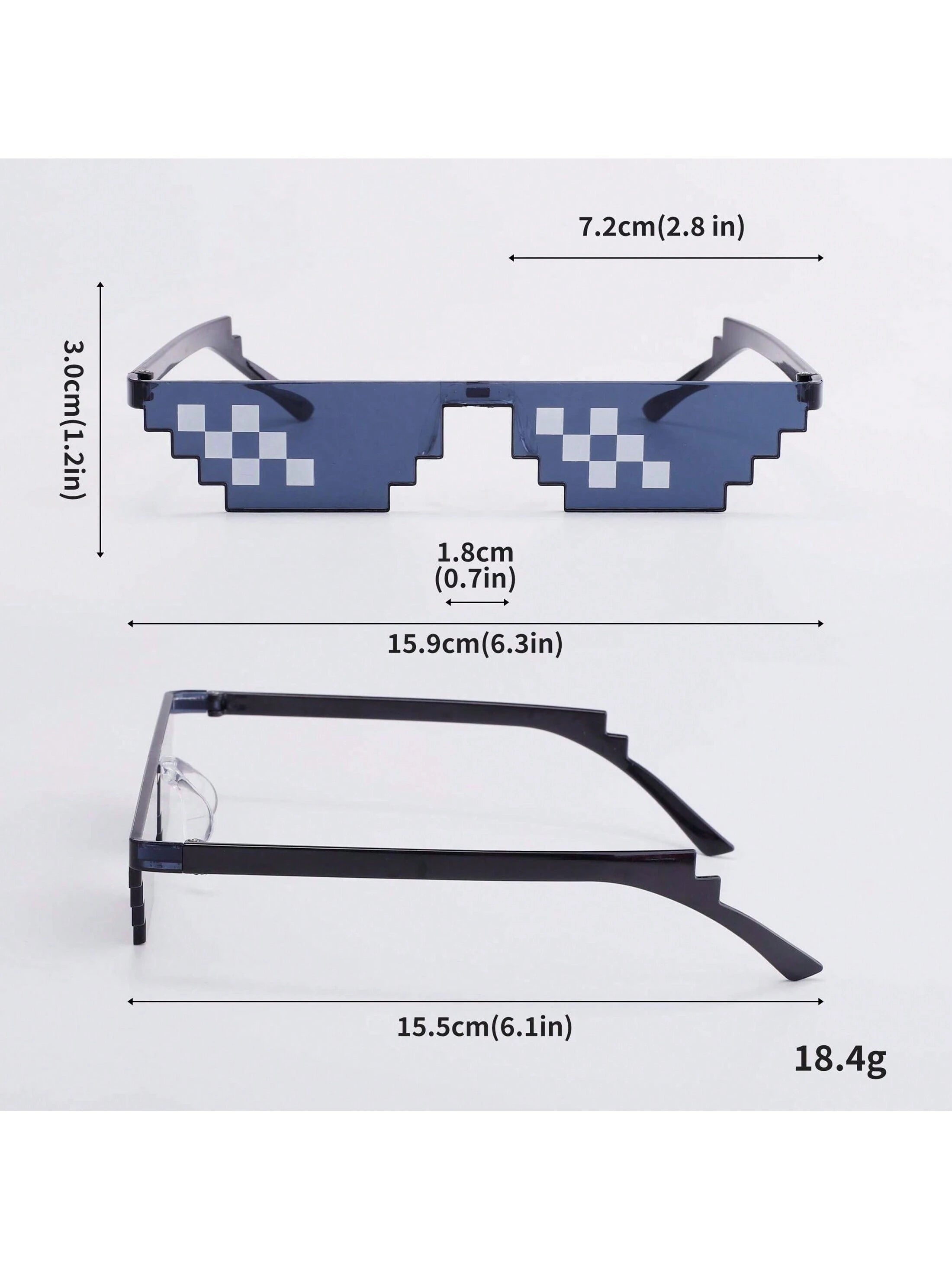 2 Pairs/Set Mosaic Single & Double Row Decorative Fashion Glasses shein