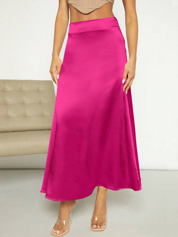 Privé High Waist Satin Skirt shein