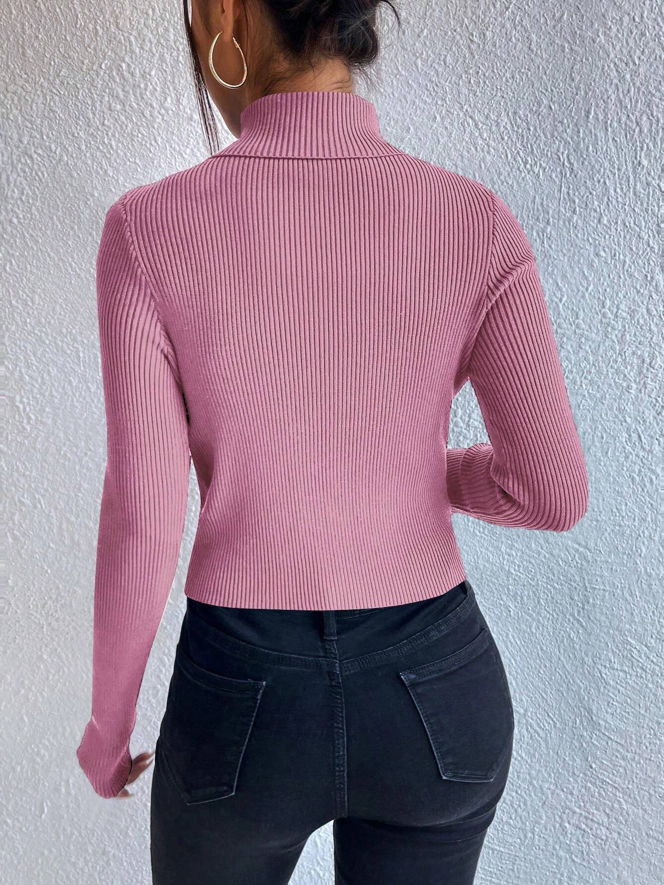 Privé Turtleneck Button Detail Sweater shein