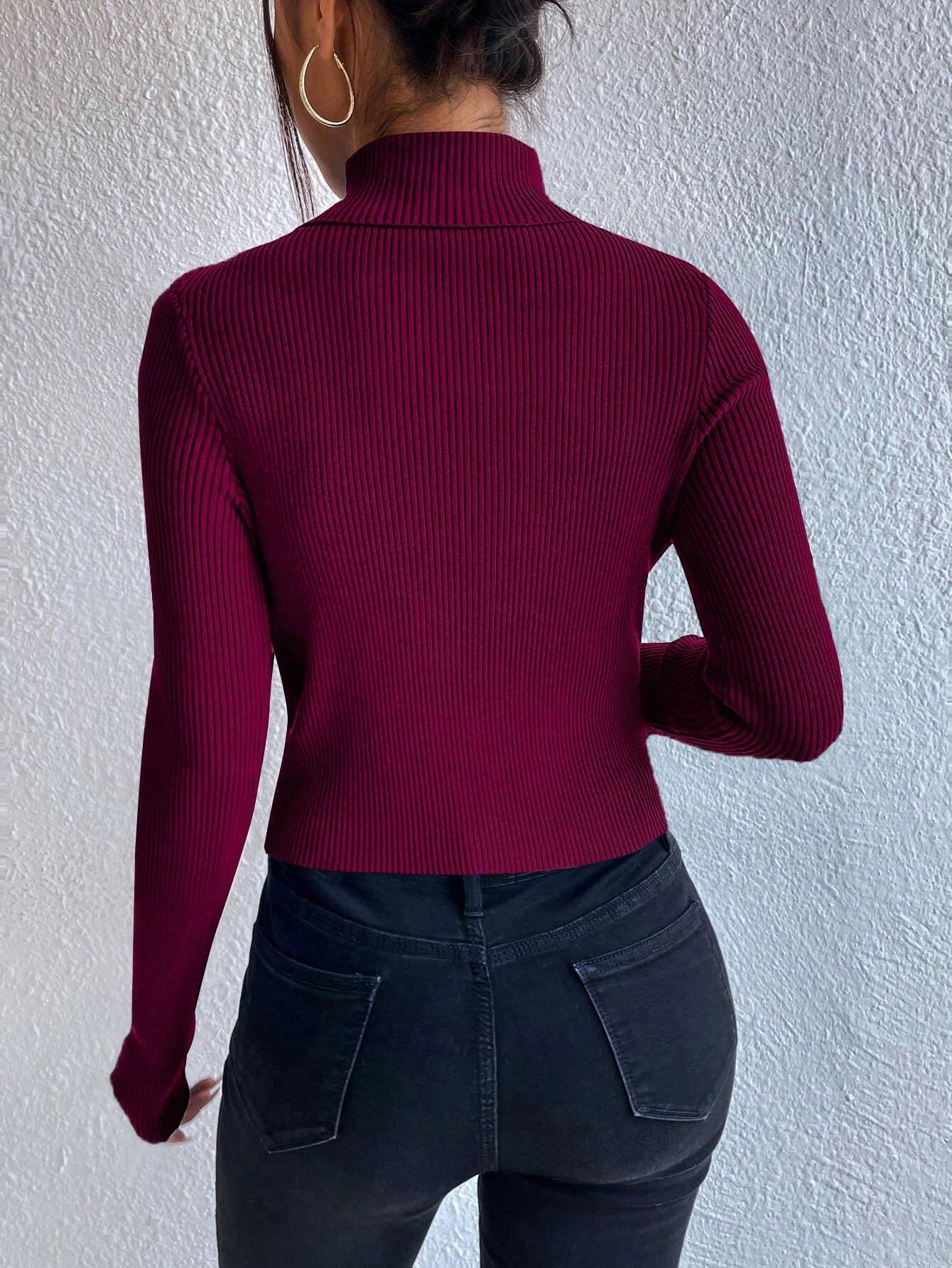 Privé Turtleneck Button Detail Sweater shein