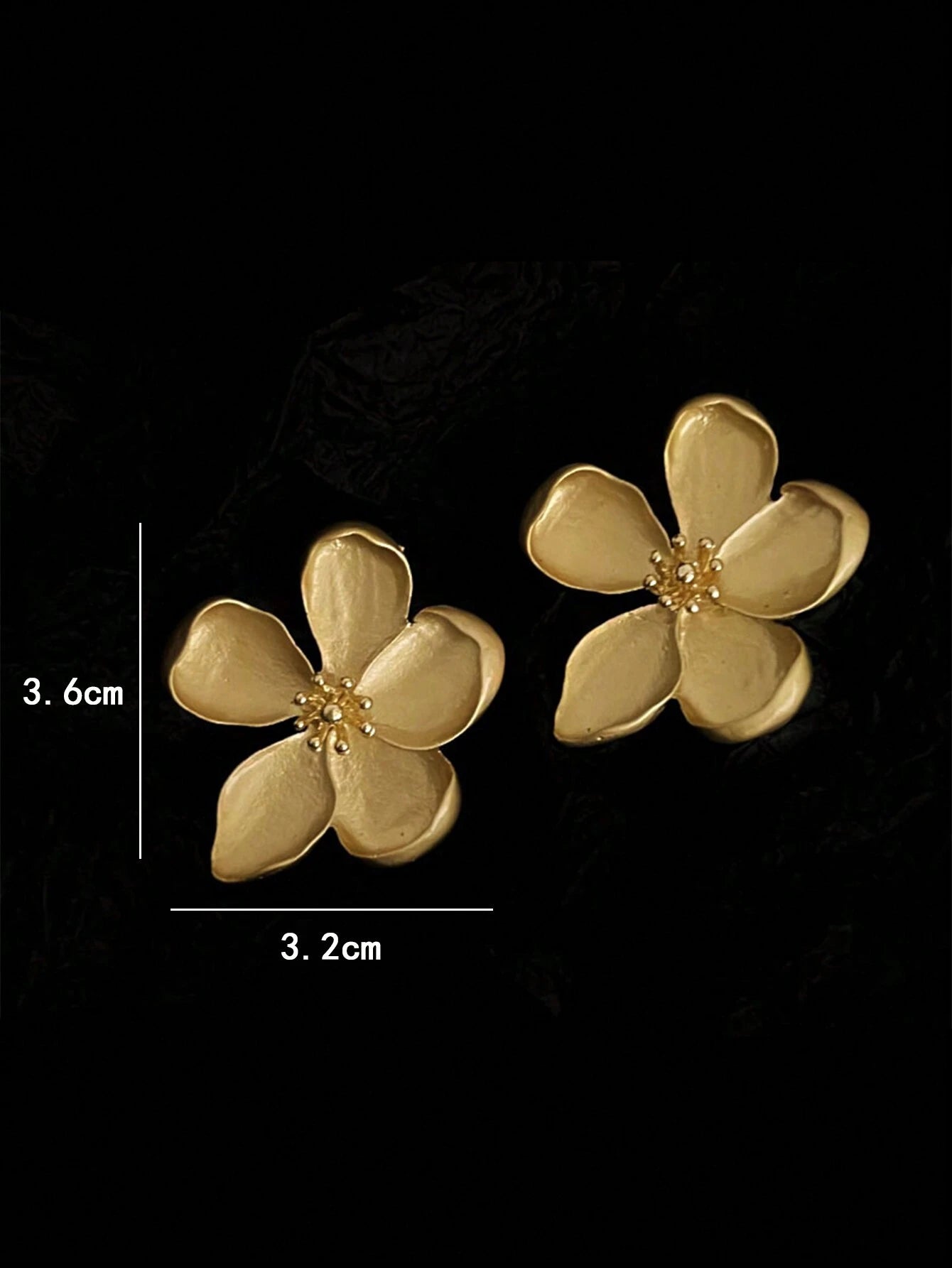 1pair Exaggerated European & American Style Metal Flower Stud Earrings shein