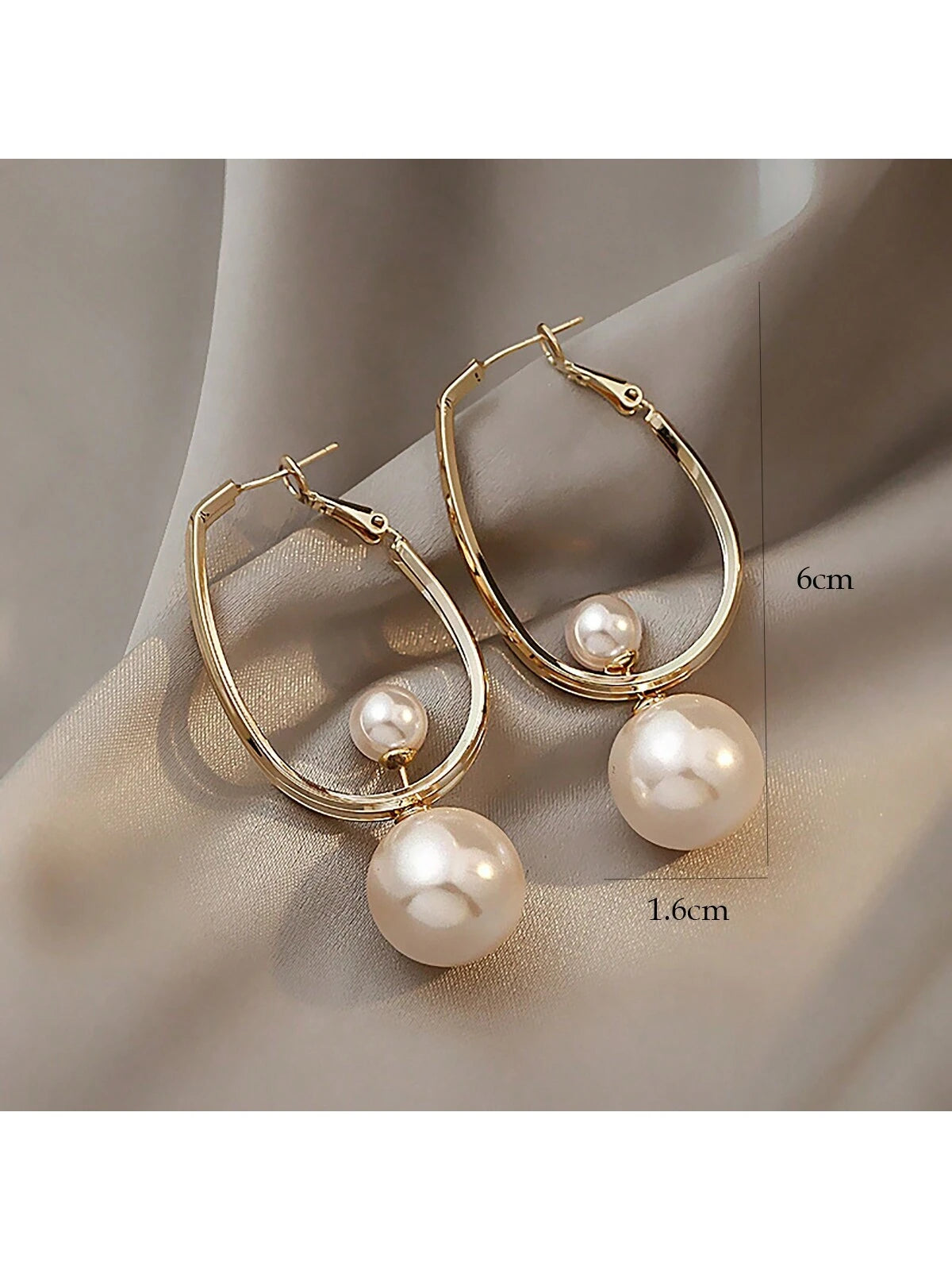 1pair Women's Artificial Faux Pearl Pendant Earrings With S925 Silver Needle shein