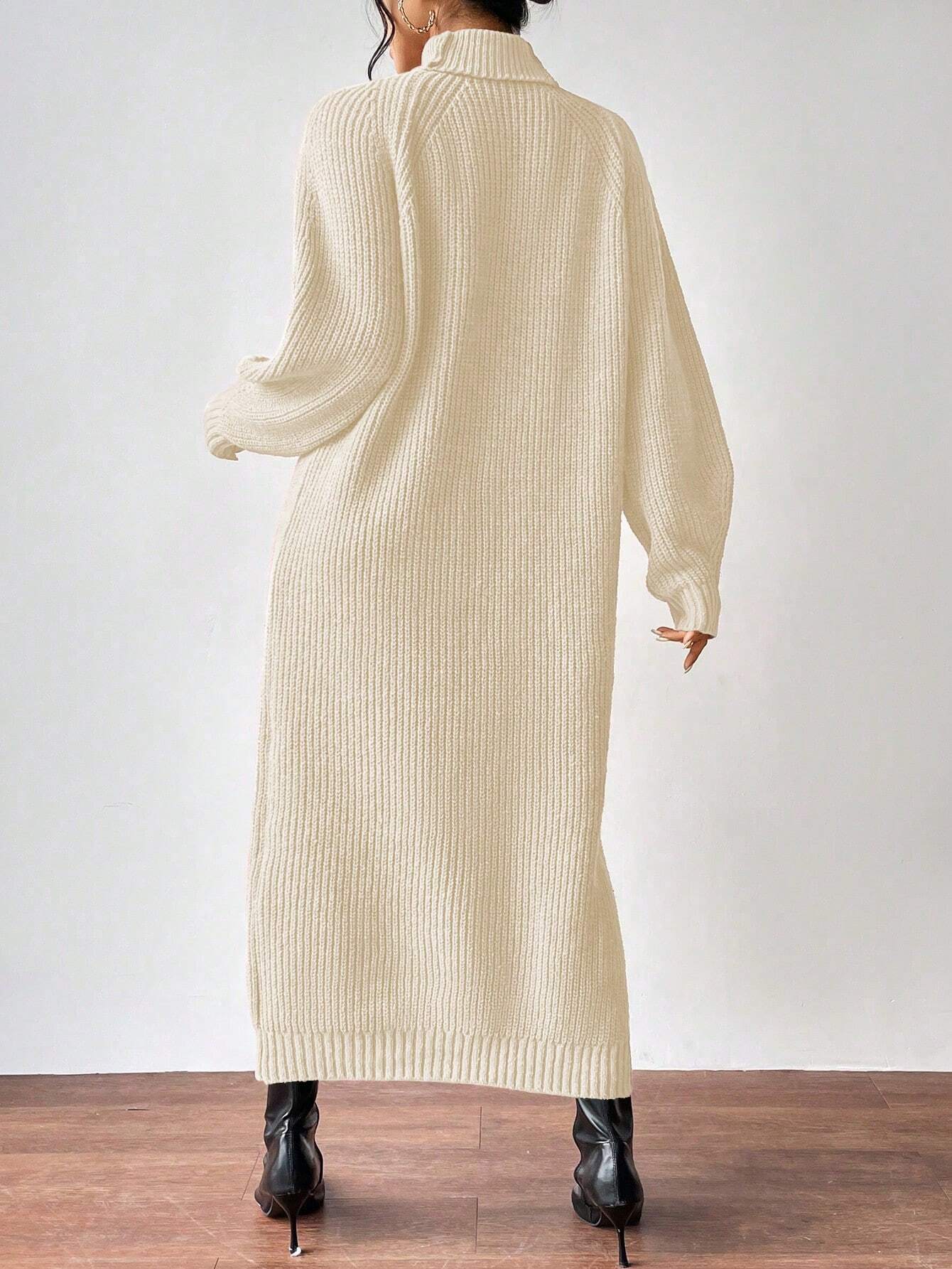 Essnce Turtleneck Raglan Sleeve Sweater Dress Without Belt shein