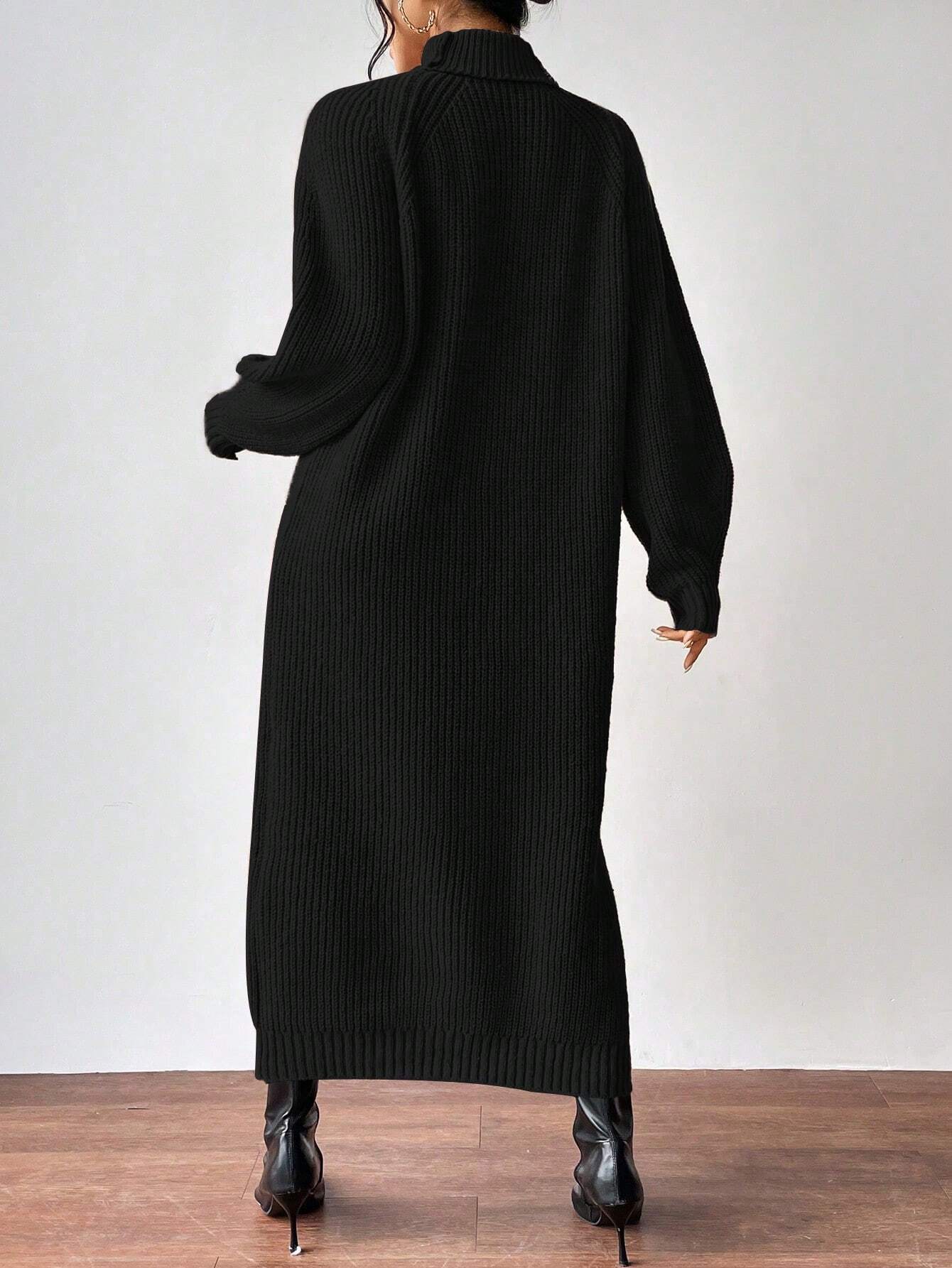 Essnce Turtleneck Raglan Sleeve Sweater Dress Without Belt shein