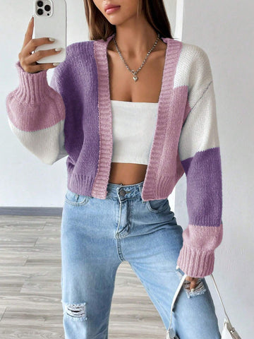 MOOSTA Colorblock Drop Shoulder Duster Cardigan