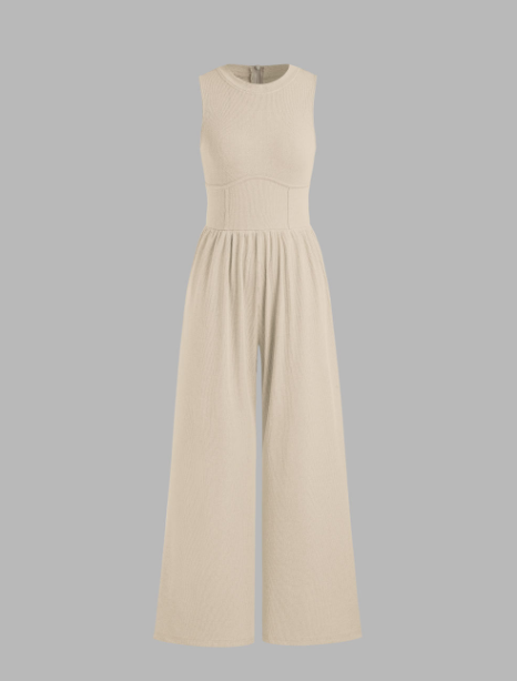 Solid Sleeveless Wide Leg Jumpsuit cider