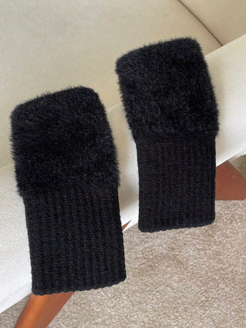 DAZY Fuzzy Fingerless Gloves shein