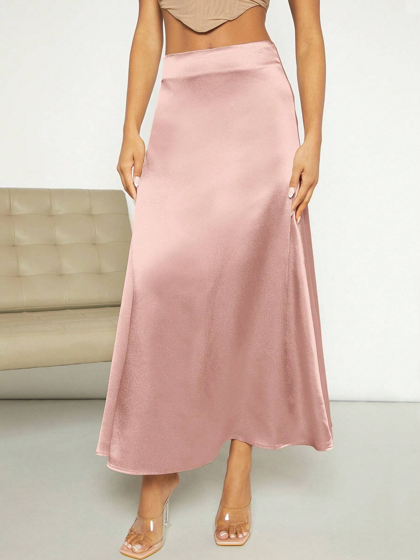 Privé High Waist Satin Skirt shein