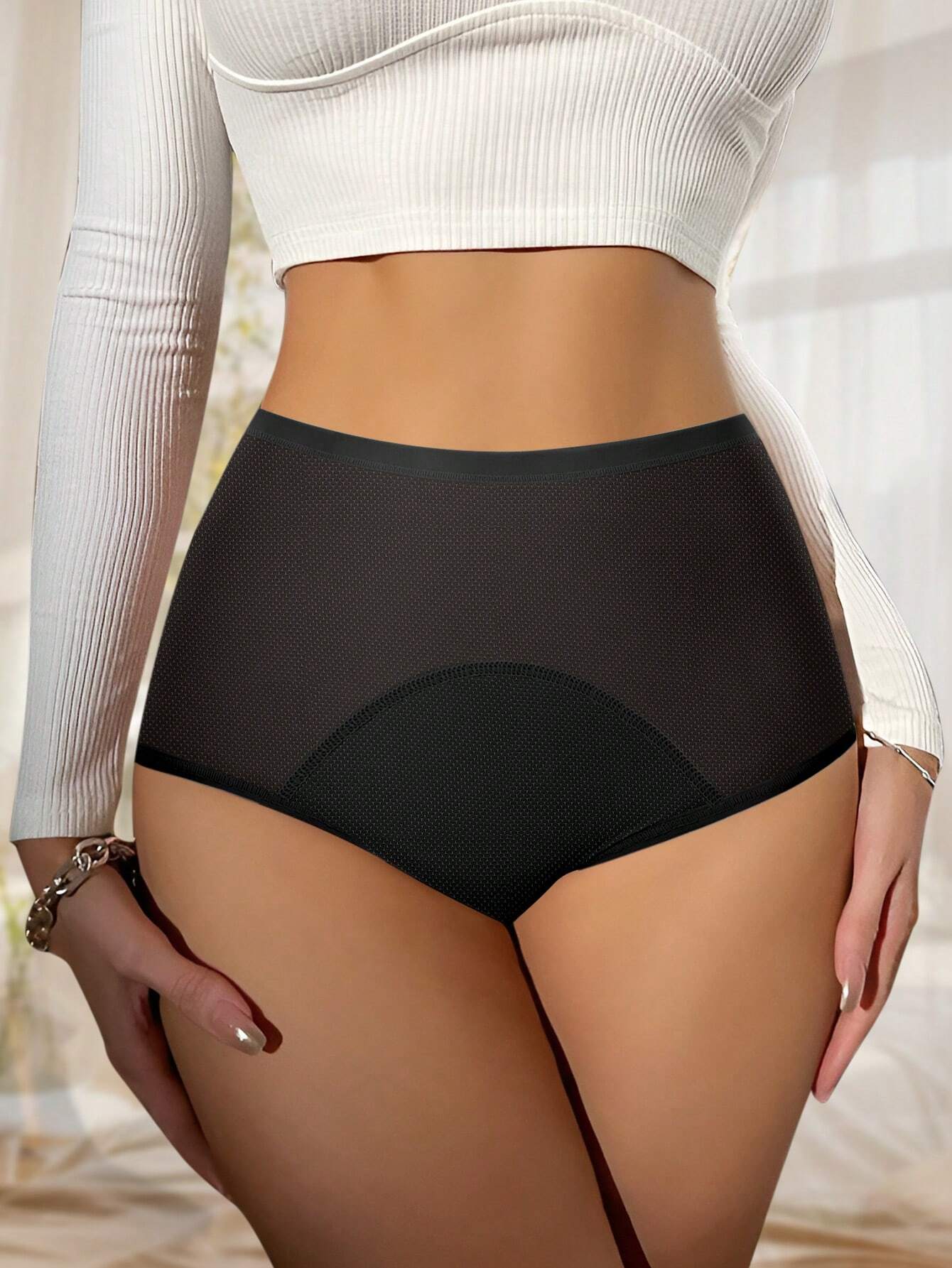 Breathable Mesh Ice Silk Seamless Menstrual Period Leakproof High Waist Tummy Control Comfortable Shapewear Safety Pants shein