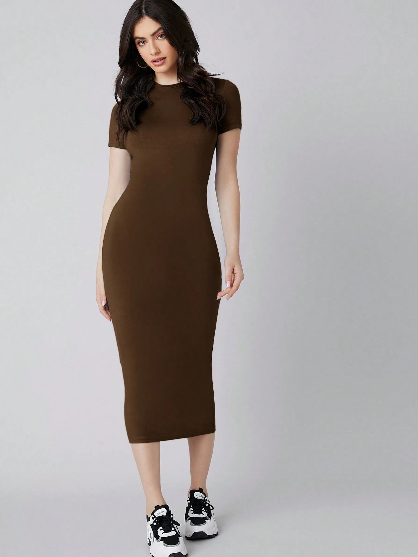 Mulvari Solid Bodycon Dress shein