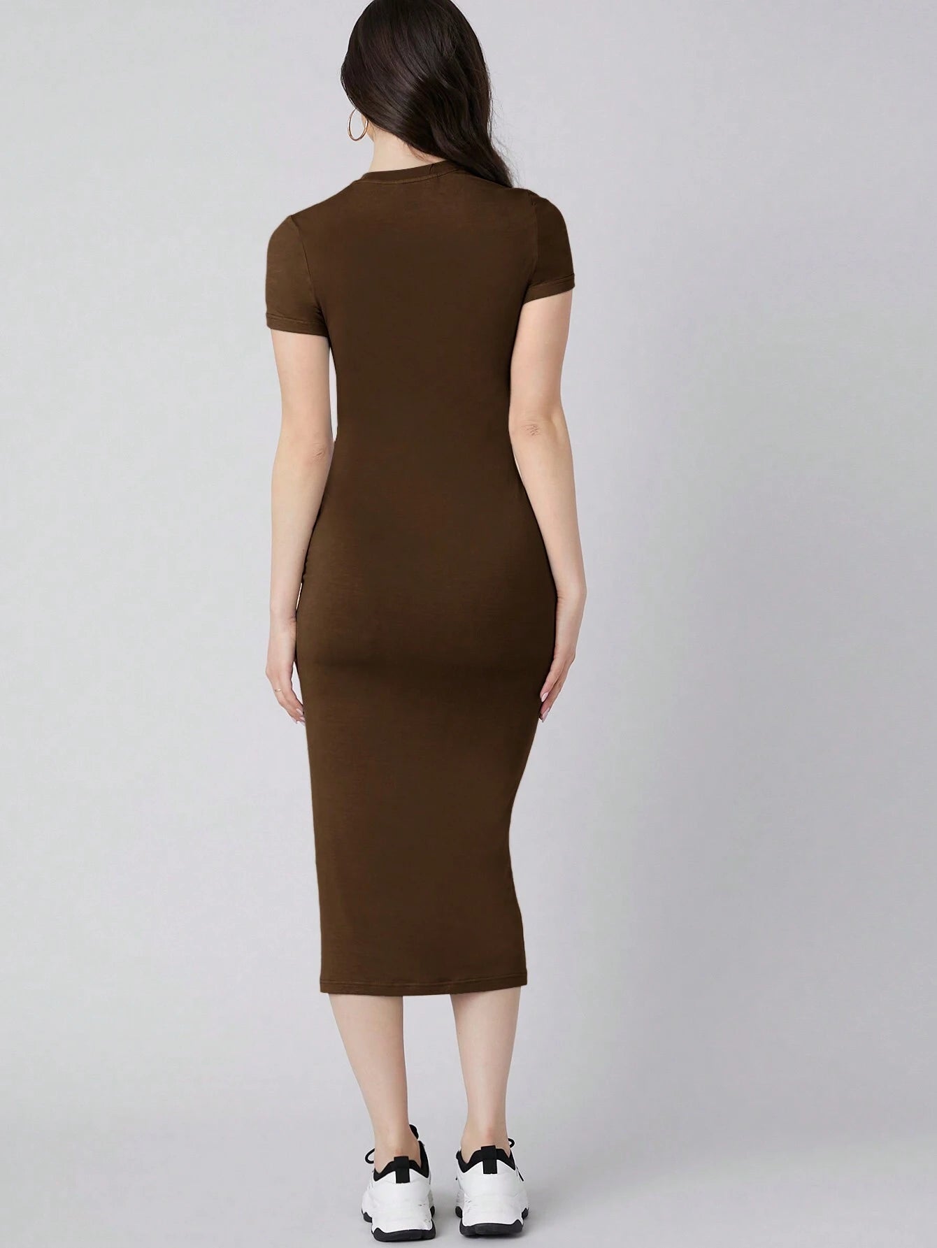 Mulvari Solid Bodycon Dress shein