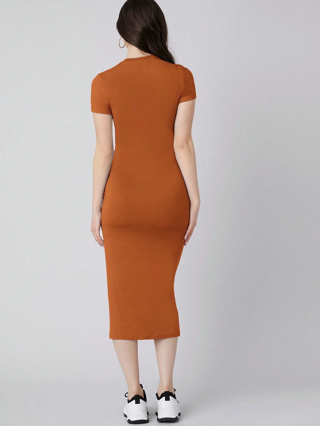 Mulvari Solid Bodycon Dress shein