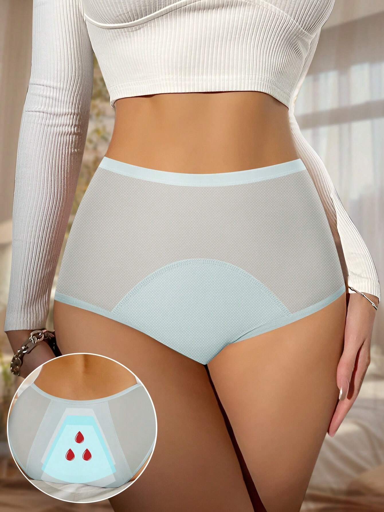 Breathable Mesh Ice Silk Seamless Menstrual Period Leakproof High Waist Tummy Control Comfortable Shapewear Safety Pants shein