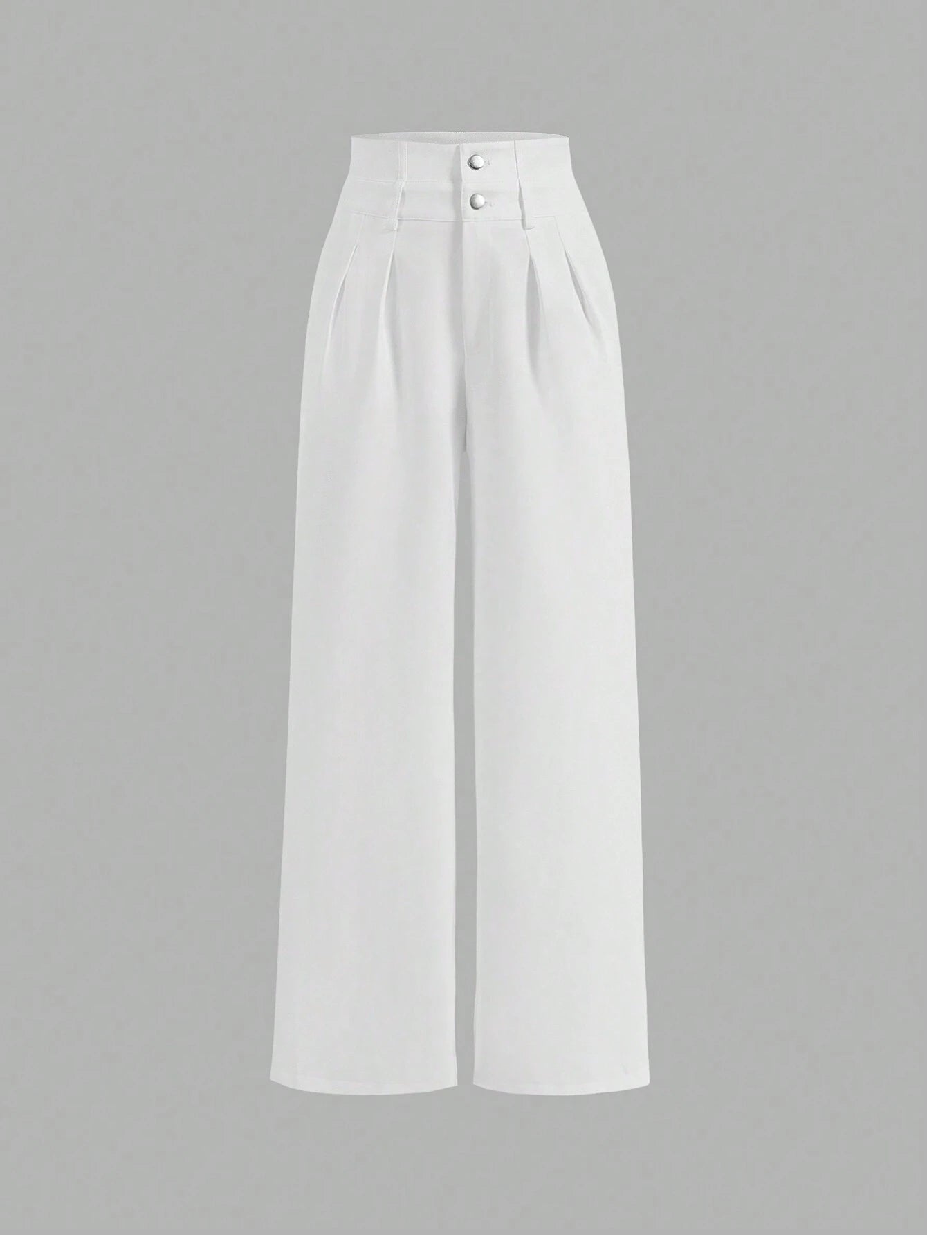 MOD Solid Button Front Wide Leg Pants shein