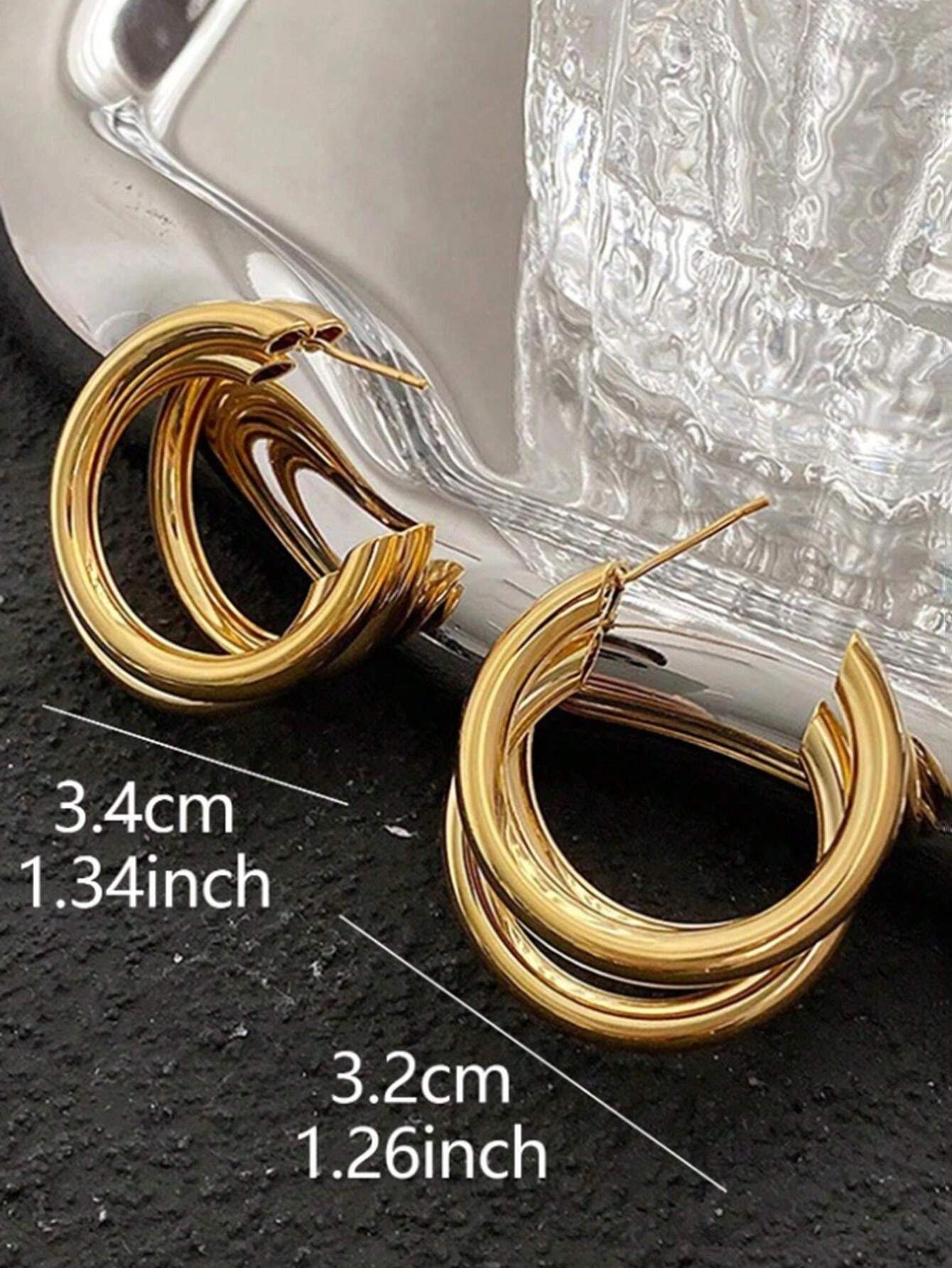 1pair Fashionable Simple Women's Circular Earrings, Suitable For Daily Wear shein