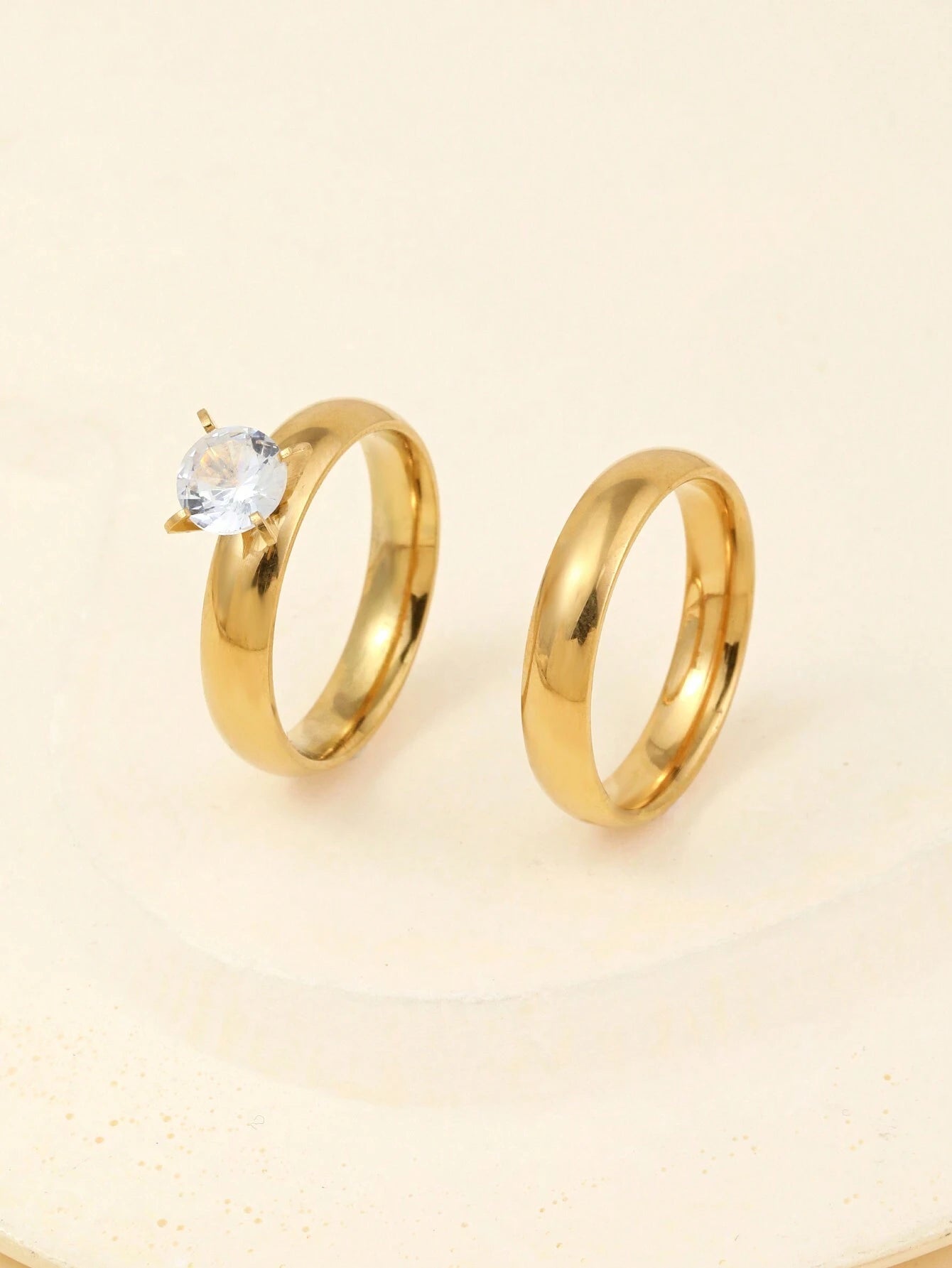 Onelike 2pcs/set Couple Rhinestone Decor Ring shein