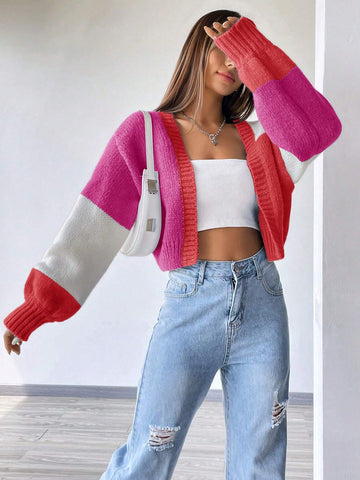 MOOSTA Colorblock Drop Shoulder Duster Cardigan