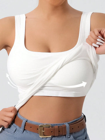 1pc Women's Casual Tank Top With Removable Chest Padding shein