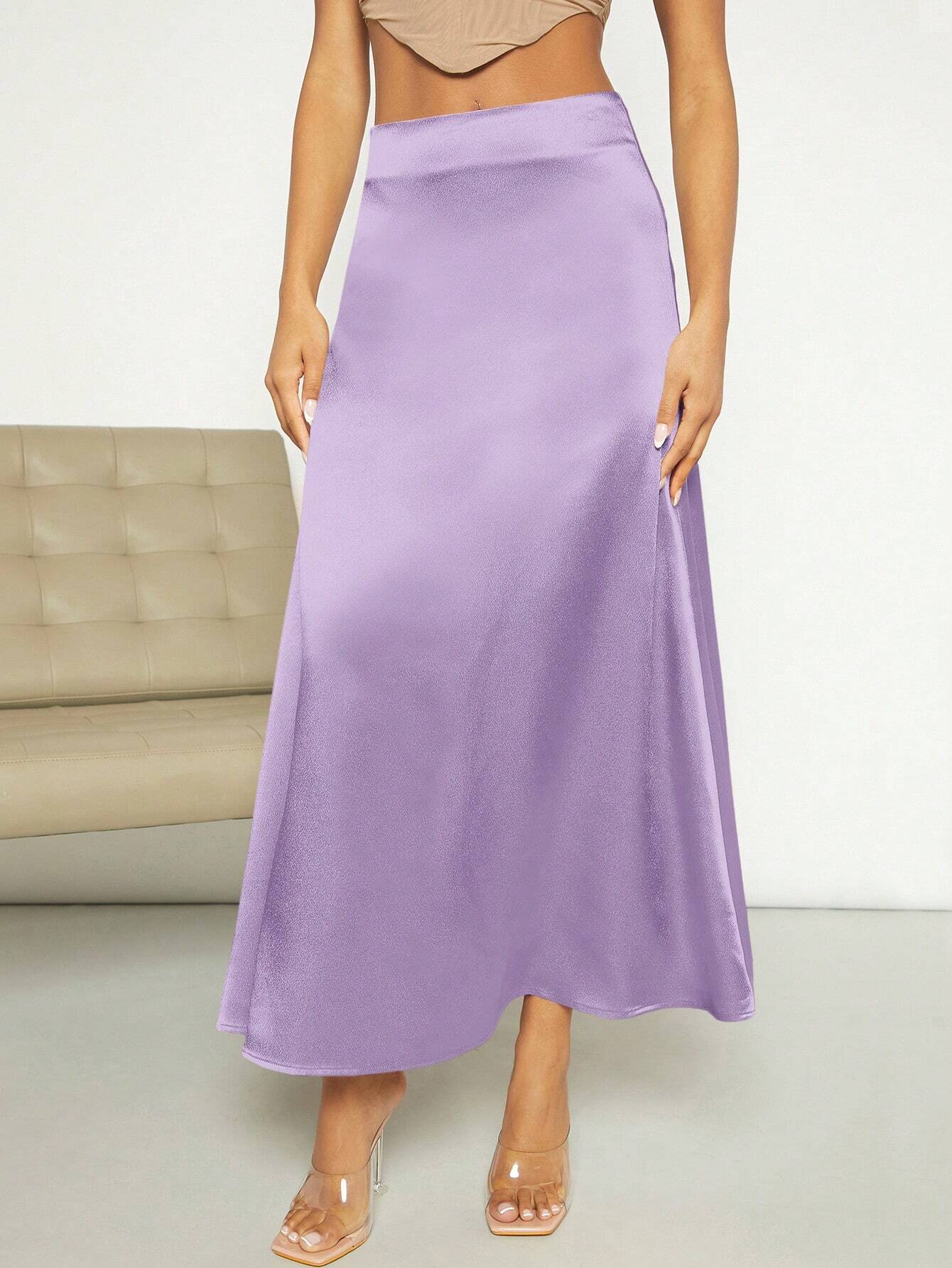 Privé High Waist Satin Skirt shein