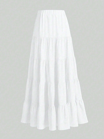 Ladies" Multi-Layered Ruffle Hem Long Skirt shein