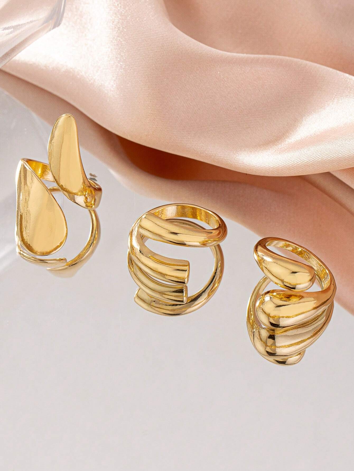 (Set Of 3) Women Non-Fading Rings, Stylish Personalized Tarnish-Resistant Ring Set shein