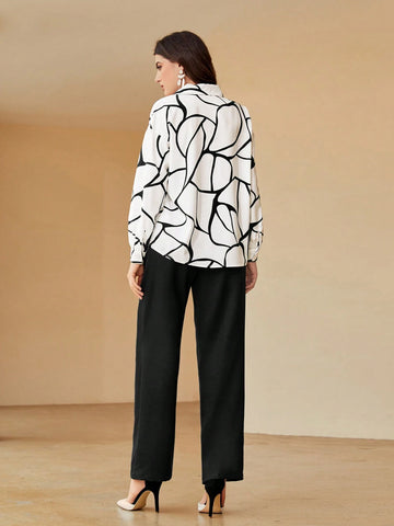 Modely Graphic Print Shirt & Seam Front Pants shein