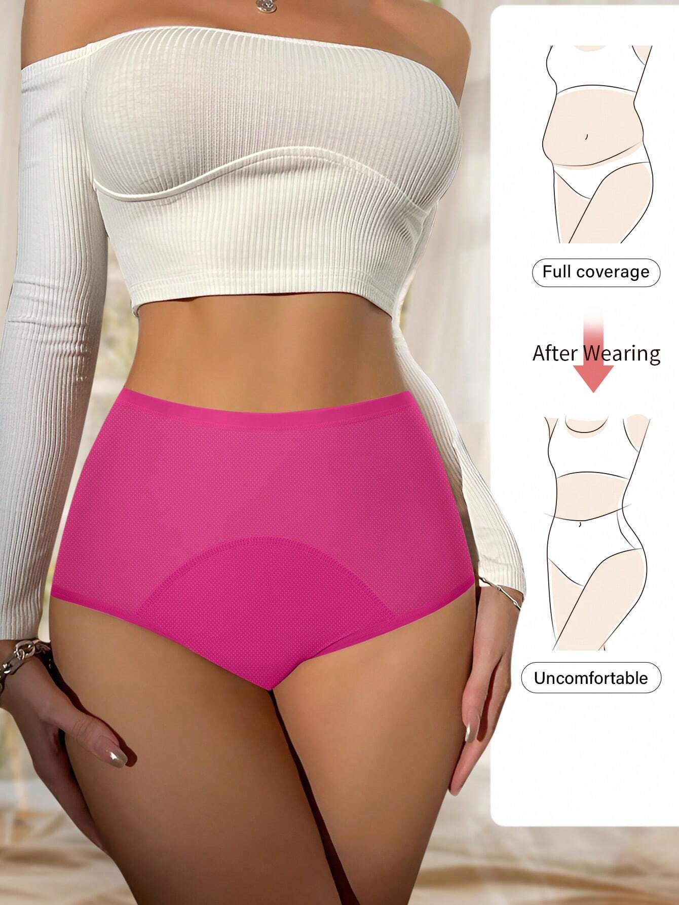 Breathable Mesh Ice Silk Seamless Menstrual Period Leakproof High Waist Tummy Control Comfortable Shapewear Safety Pants shein