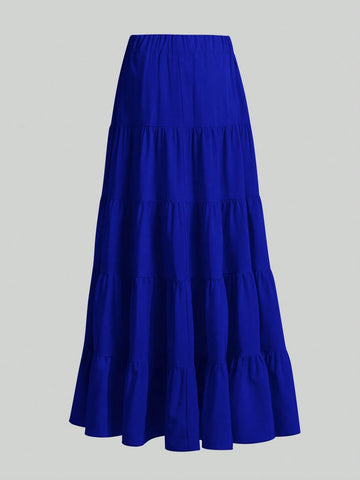 Ladies" Multi-Layered Ruffle Hem Long Skirt shein