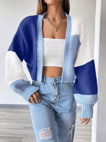 MOOSTA Loose-Fit Color-Block Slouchy Cardigan With Long Sleeves