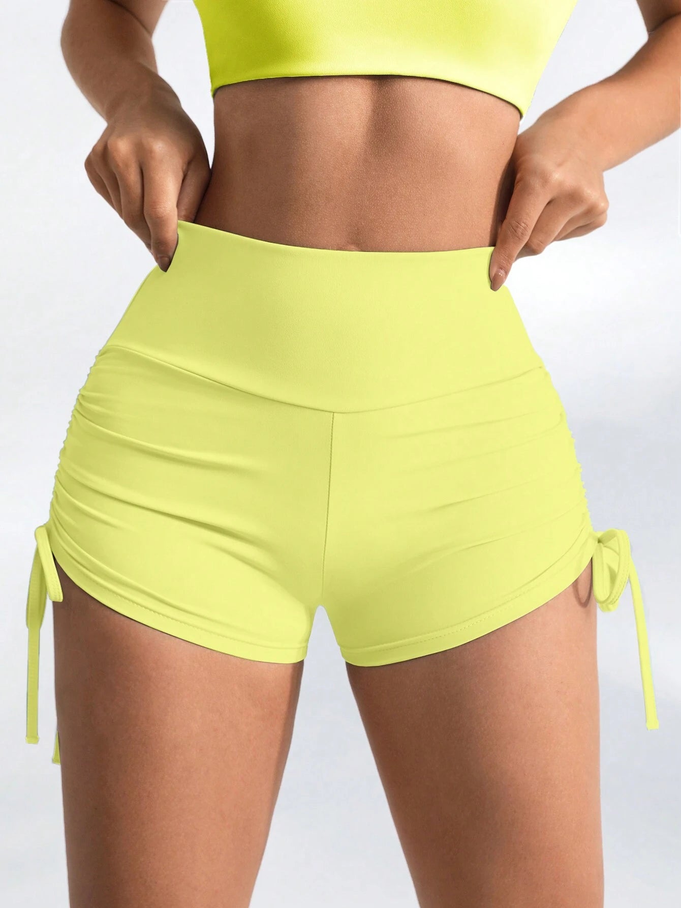 Sport Lifespree Peach Butt Lifting European And American Yoga Shorts High Waist Elastic Running Fitness Tight Sports Shorts shein