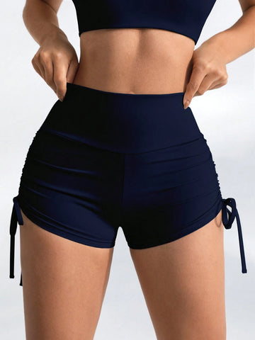 Sport Lifespree Peach Butt Lifting European And American Yoga Shorts High Waist Elastic Running Fitness Tight Sports Shorts shein