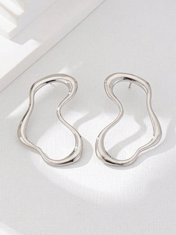 2pcs Geometric Metallic Stud Earrings shein